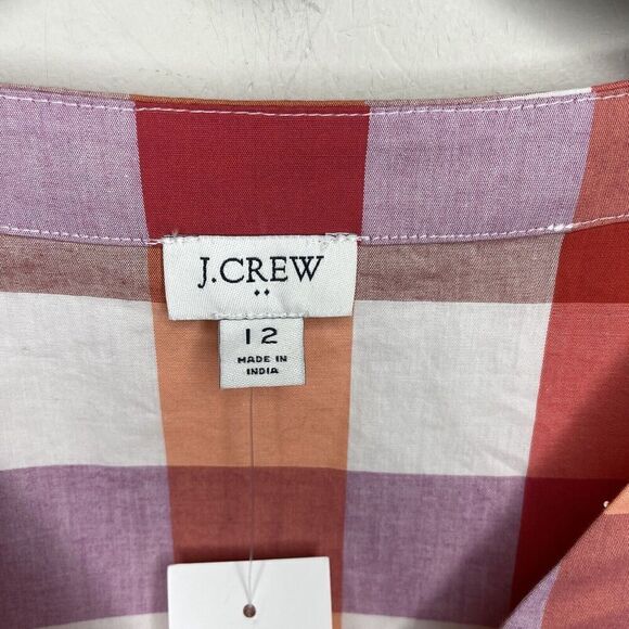 J.CREW Dress Womens 12 Faux-Wrap Sleeveless Mini NEW Orange Check Belt BR911 - Picture 11 of 16